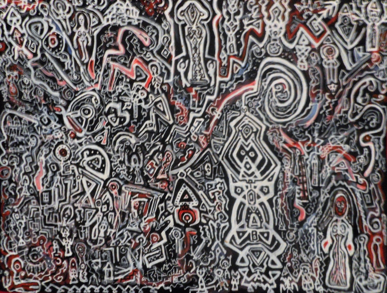 Visione-Misteri-sacri-della-notte — pennarelli-acrilici-acquerelli-su-cartoncino-nero-, 31,5x23,5 cm, 2017, Disegni